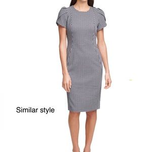 NEW Calvin Klein Tulip-Sleeve Plaid Sheath Dress
